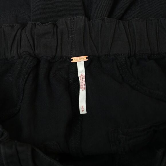 Free People Denim Jogger Trousers Pants Pull-On Mid-Rise Black Cotton S 281819 - Picture 5 of 5